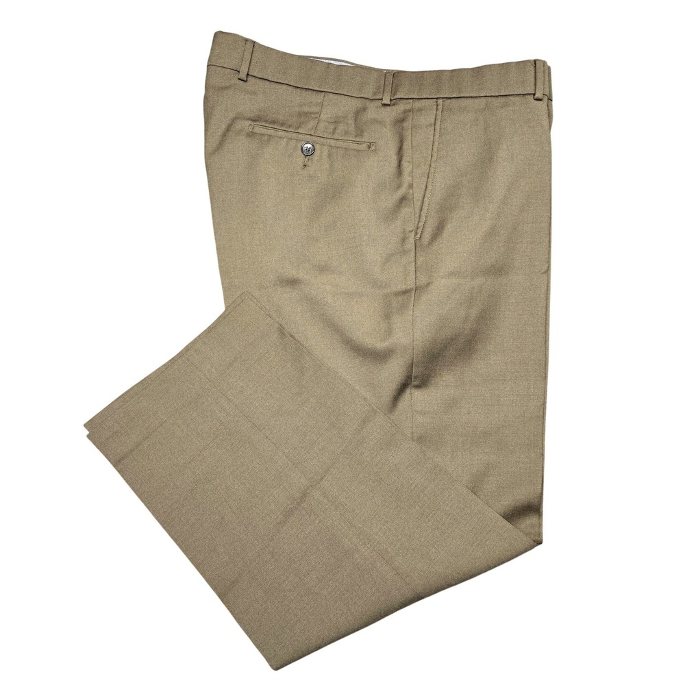 Ballin Pants Mens 39x29 Beige Super 120s Wool Dress Trousers Flat Front Business